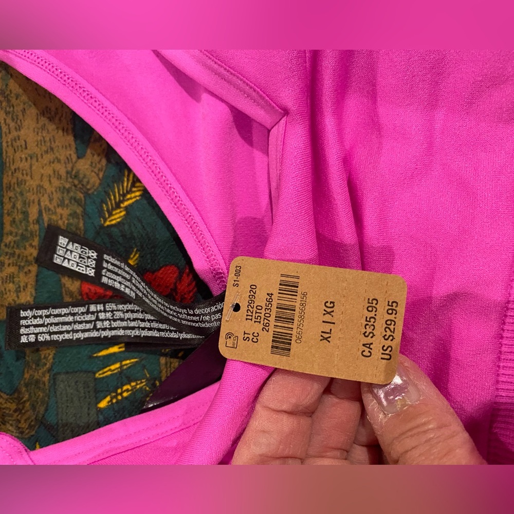 NWT PINK Victoria's Secret Black Leggings/Hot Pink Bra  & Free VS Set L/XL - Picture 2 of 7